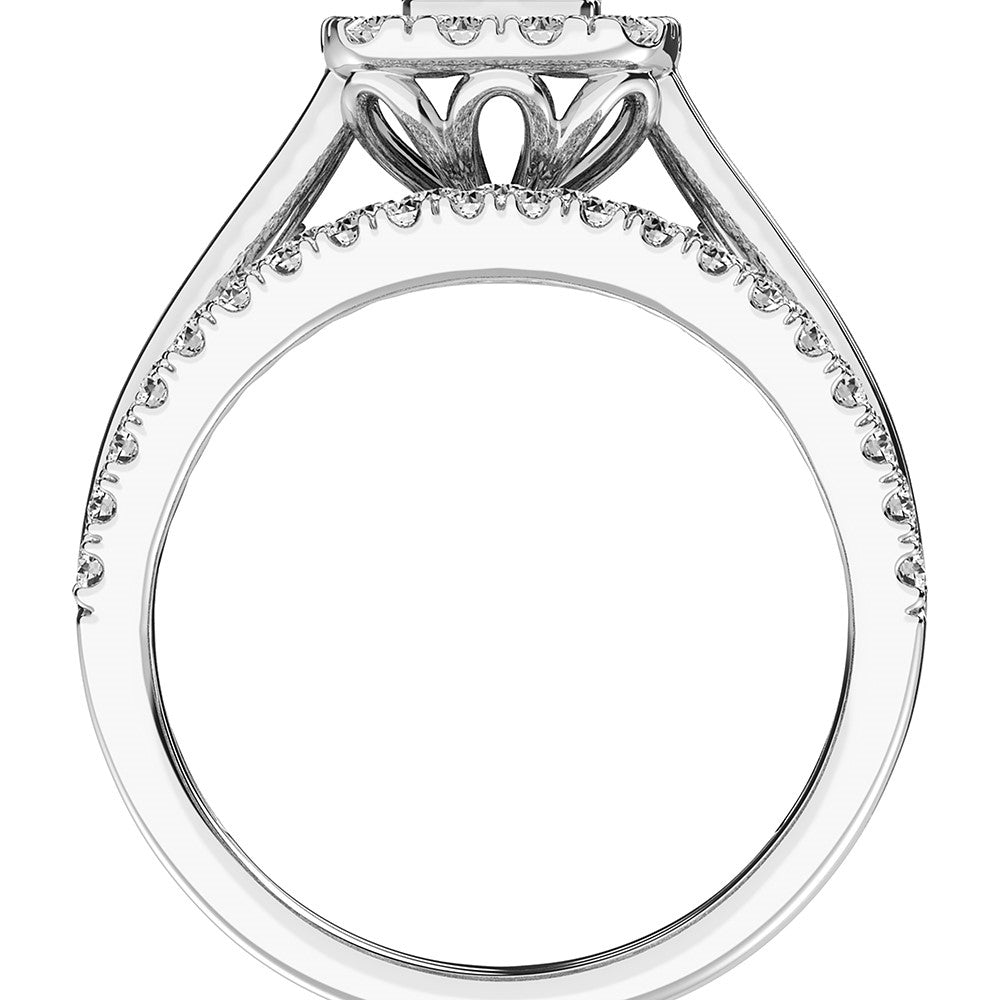 10K White Gold 1 1/2 Ct.Tw. Diamond Round and Baguette Bridal Ring