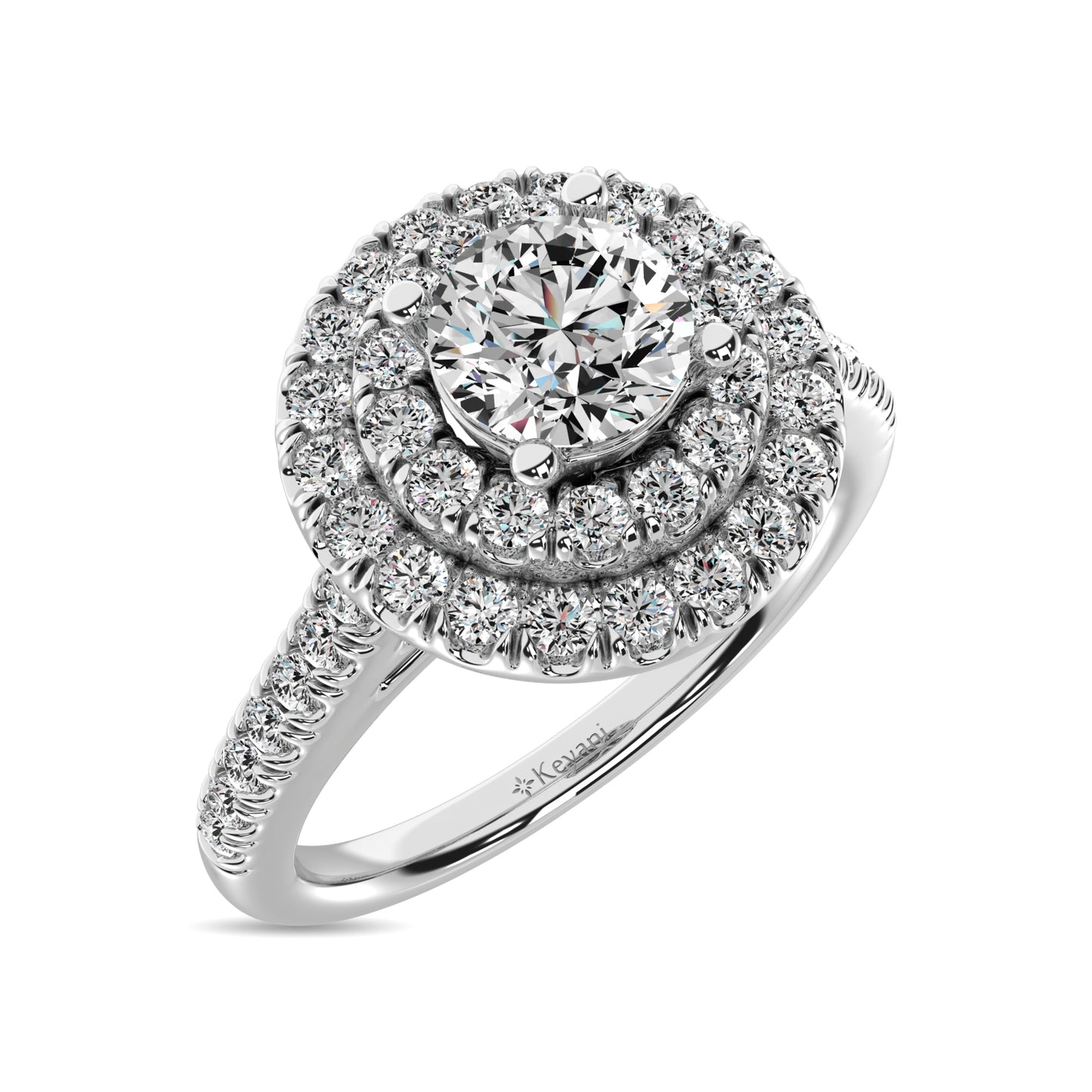 14K White Gold 1 Ct.Tw.Diamond Halo Engagement Ring