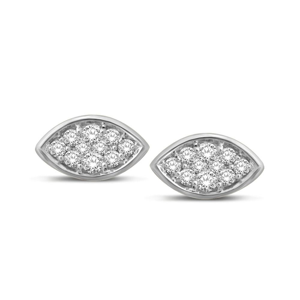 14K White Gold 1/5 Ctw Diamond Marquise Shape Flower Earrings