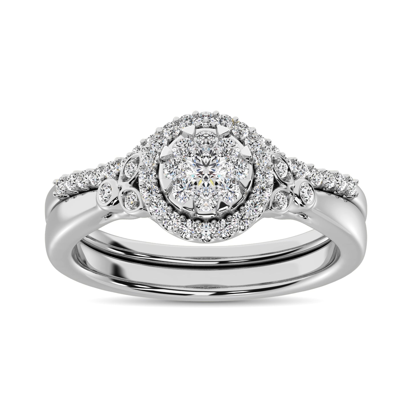 Diamond 1/2 Ct.Tw. Cluster Bridal Ring in 14K White Gold