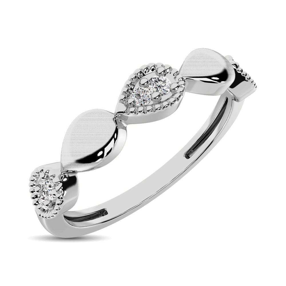 14K White Gold 1/20 Ct.Tw. Diamond Pear Shape Stackable Band
