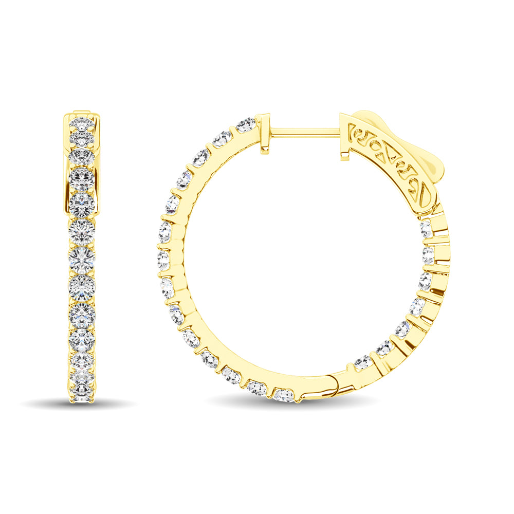 10K Yellow Gold Diamond 1 Ct.Tw. In and Out Hoop Earrings
