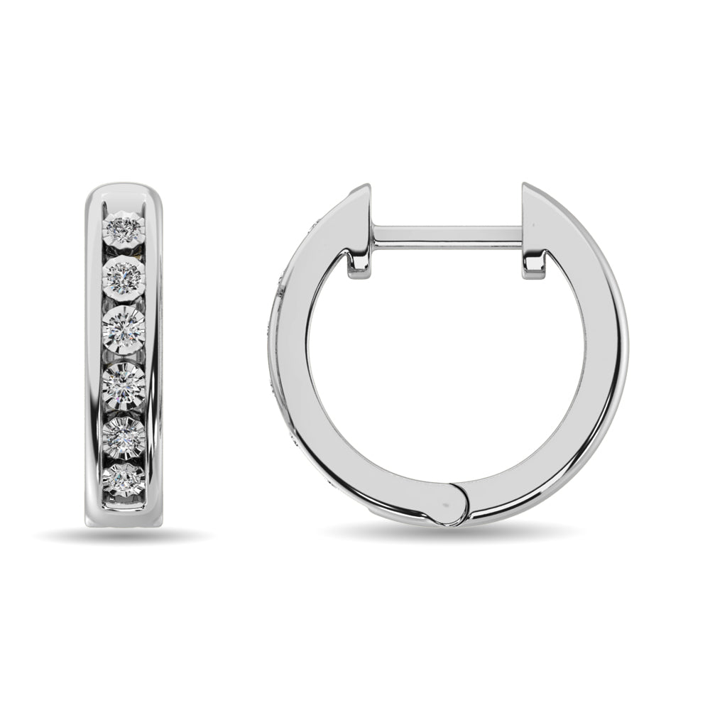 Diamond 1/50 ct tw Hoop Earrings in Sterling Silver