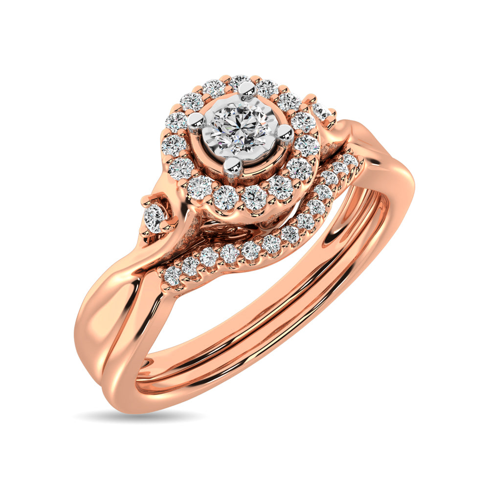 Diamond Bridal Ring 1/6 ct tw in Round-cut 10K Rose Gold