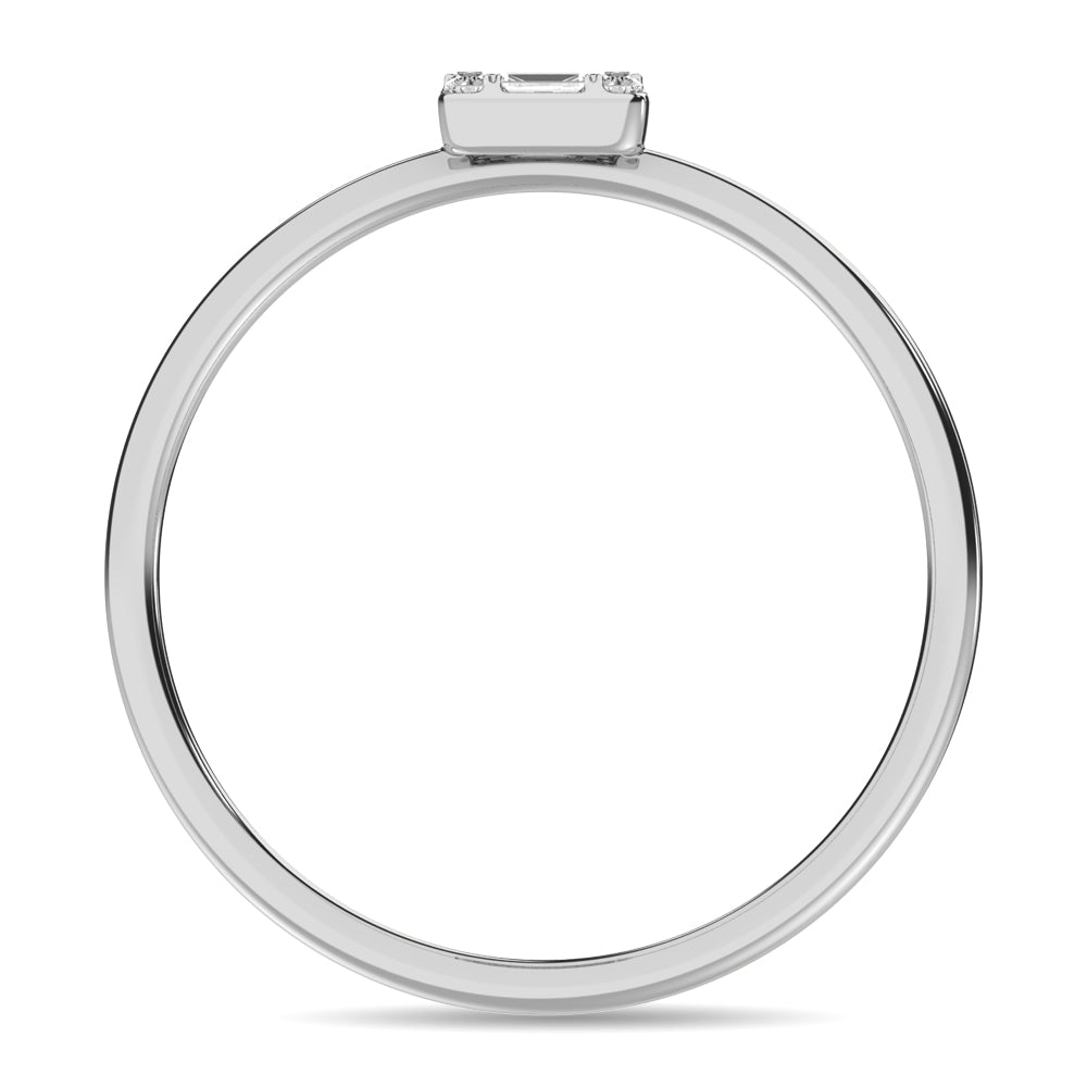 Diamond 1/10 ct tw Round and Baguette Cut Ring in 10K White Gold
