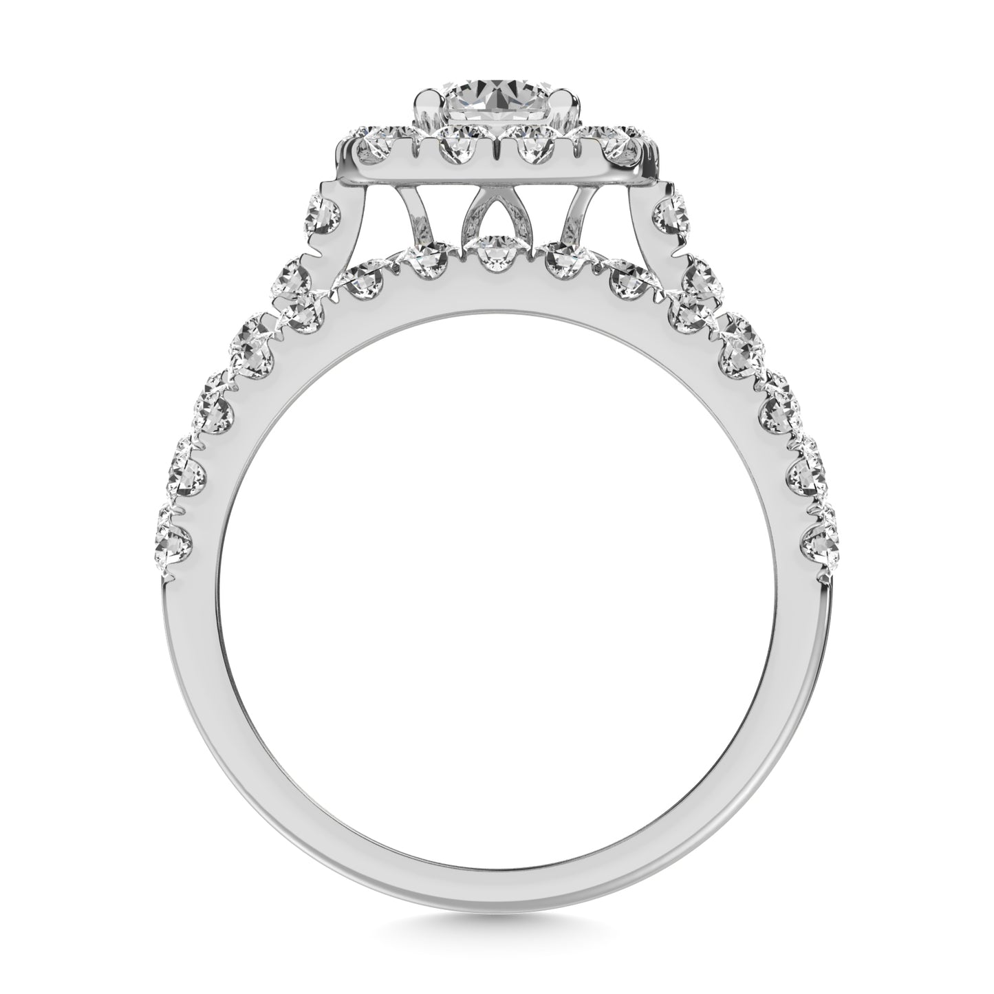 Diamond 2 ct tw Cushion Halo Bridal Ring in 14K White Gold