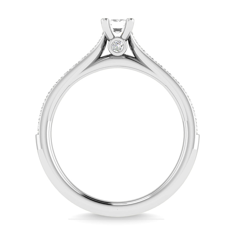 Diamond 3/4 Ct.Tw. Emerlad Shape Bridal Ring in 14K White Gold