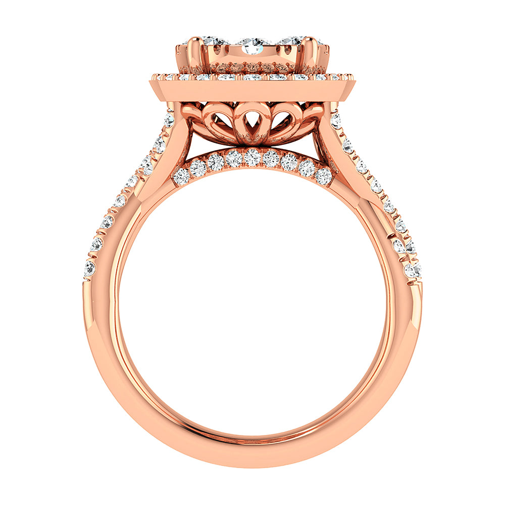 Diamond 2 Ct.Tw. Oval Shape Bridal Ring in 14K White Gold