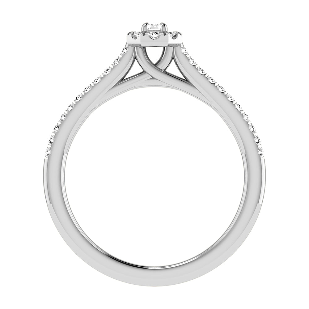 Emerald and Round Diamond 3/8 Ct.Tw. Bridal Ring in 10K White Gold