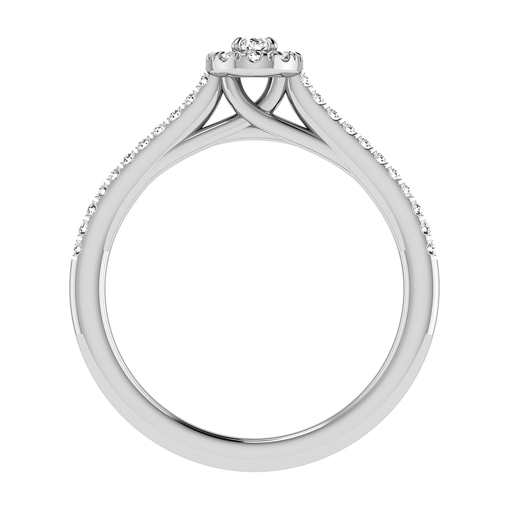 Oval and Round Diamond 3/8 Ct.Tw. Bridal Ring in 10K White Gold