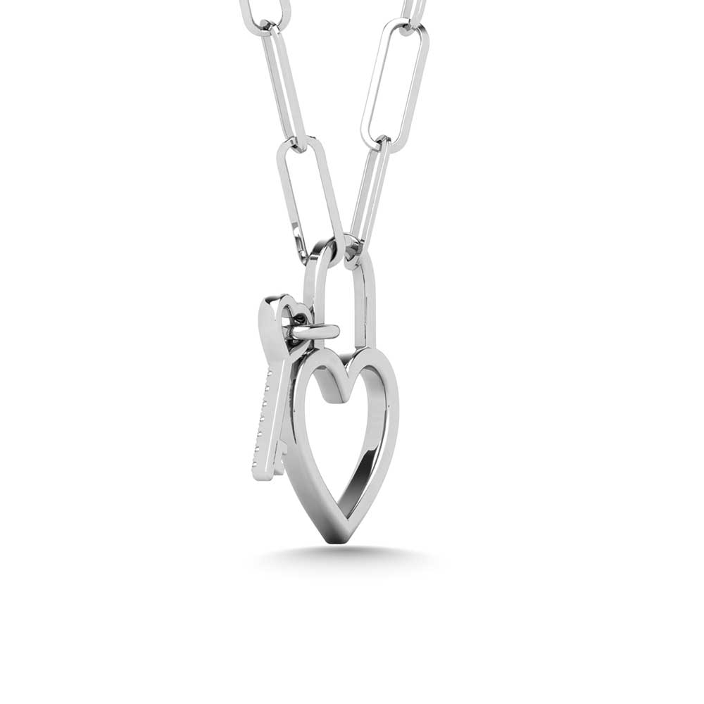Diamond 1/20 Ct.Tw. Lock and Key Pendant in 925 Silver