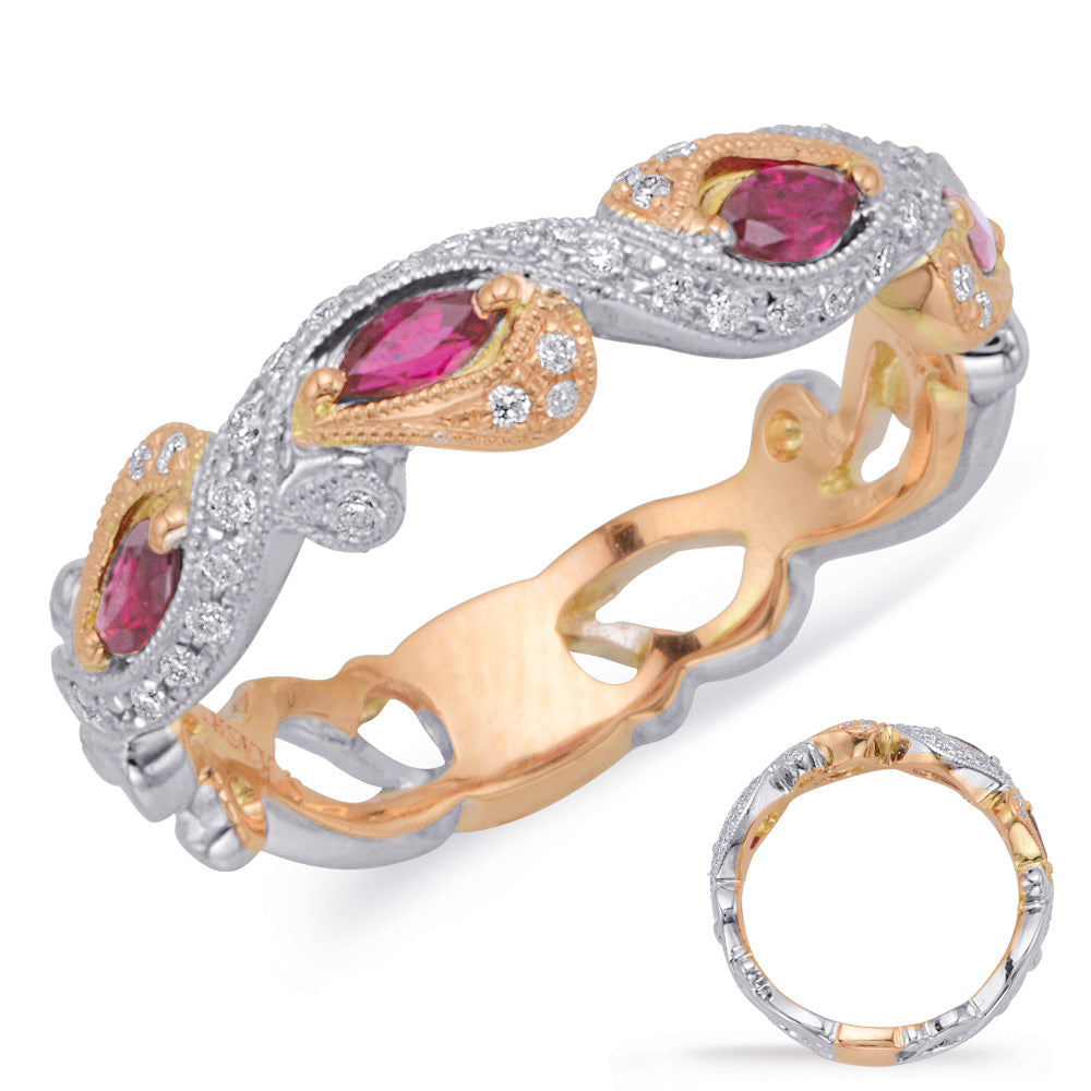 Rose & White Gold Ruby & Diamond Ring