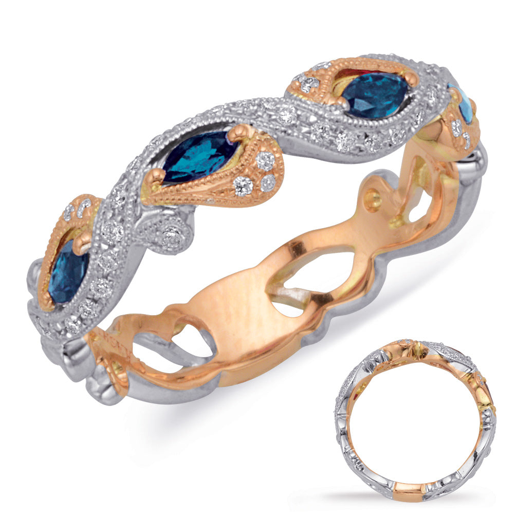Rose & White Sappphire & Diamond Ring