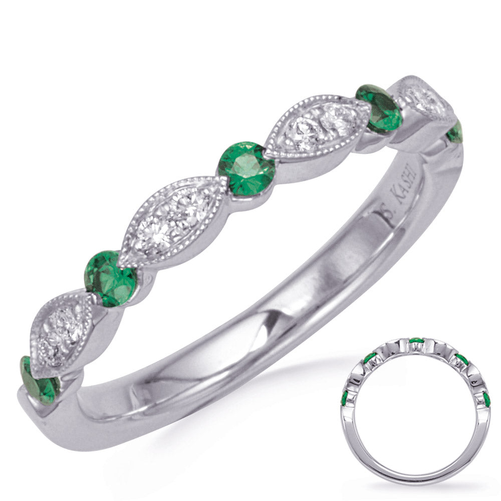 White Gold Emerald & Diamond Ring