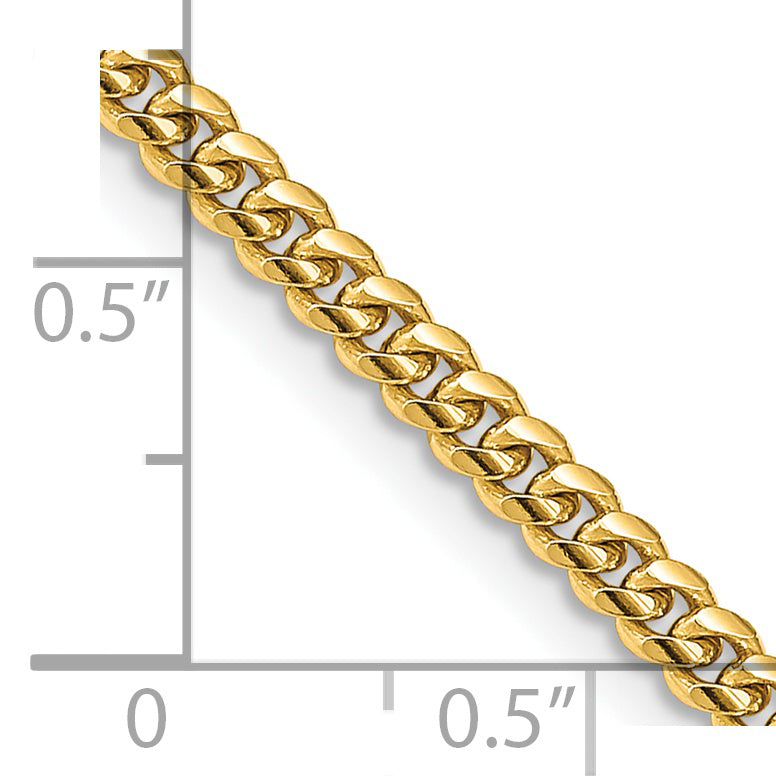 14k 3.5mm Solid Miami Cuban Chain