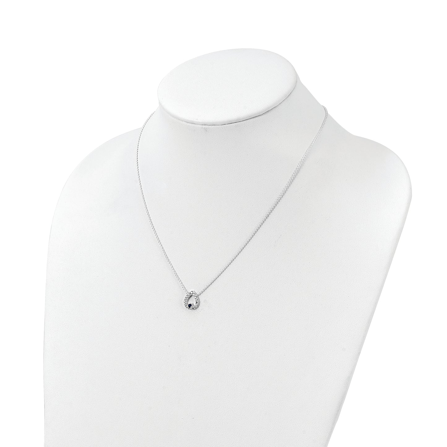 Sterling Silver Polished CZ Teardrop Necklace
