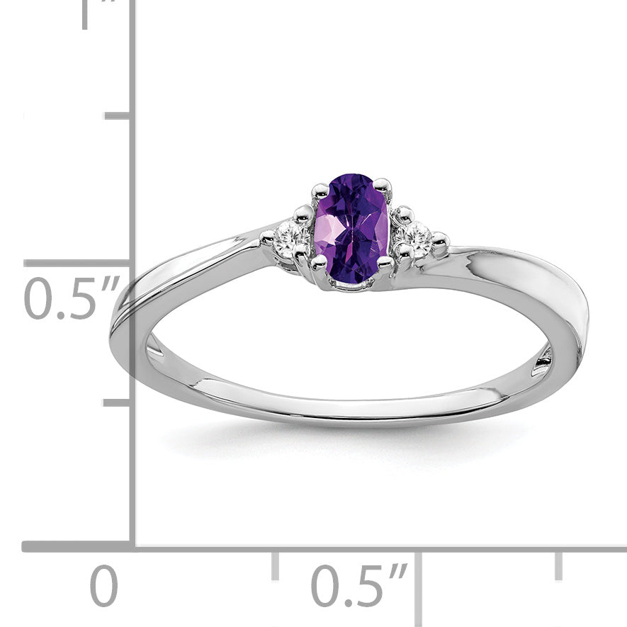 14k White Gold Amethyst and Diamond Ring