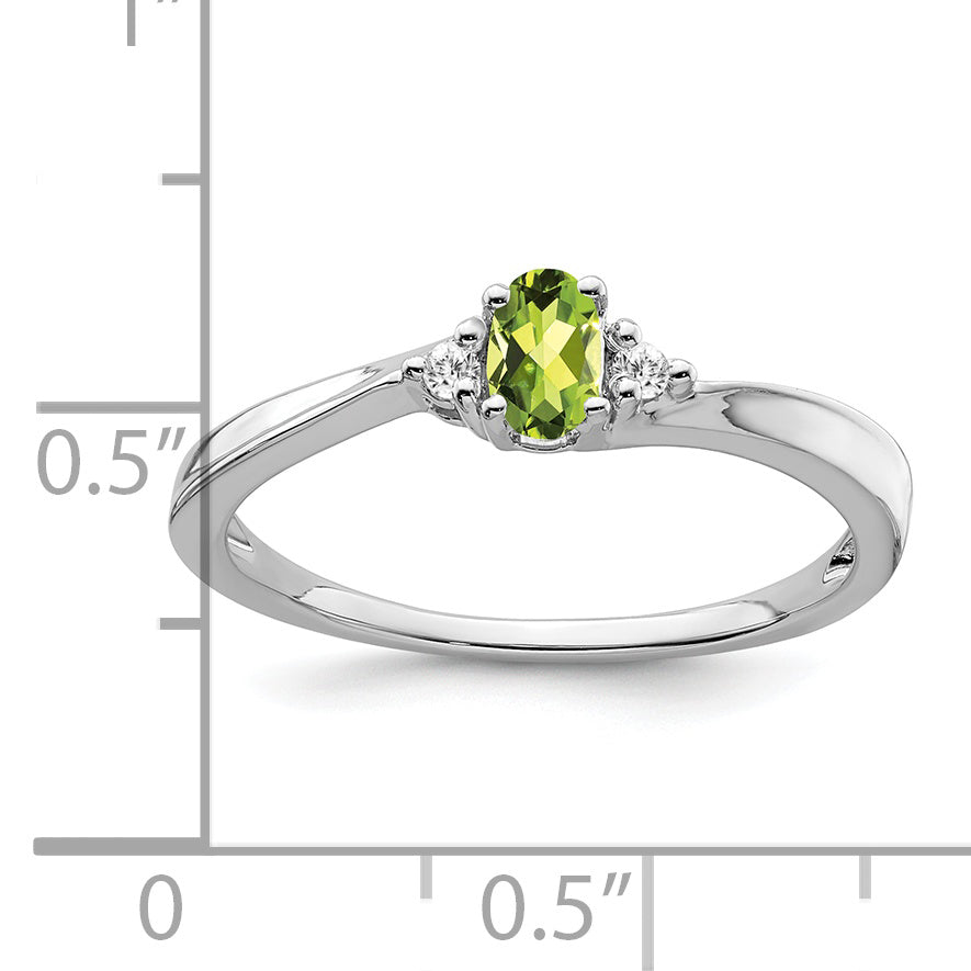 14k White Gold Peridot and Diamond Ring