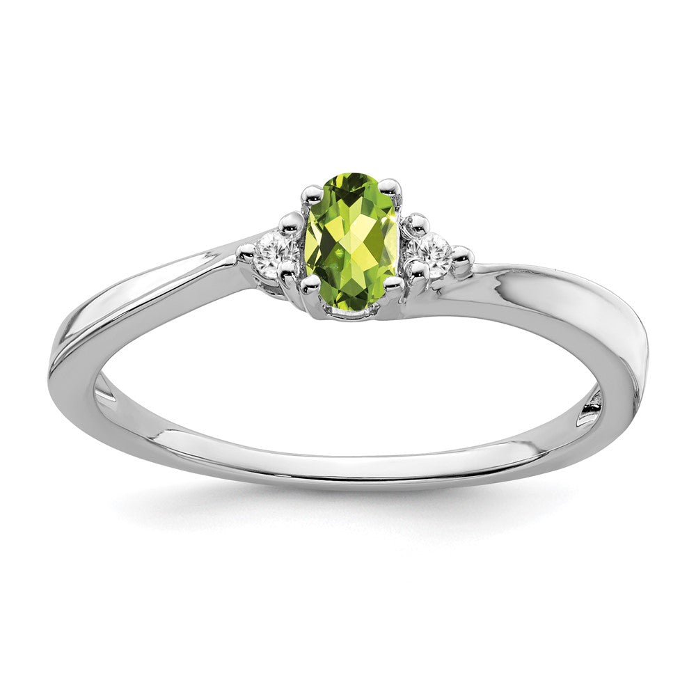 14k White Gold Peridot and Diamond Ring