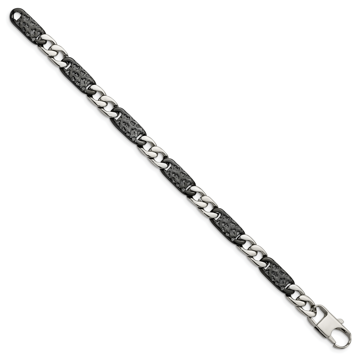 Stainless Steel Polished Black IP-plated 8.5in Link Bracelet