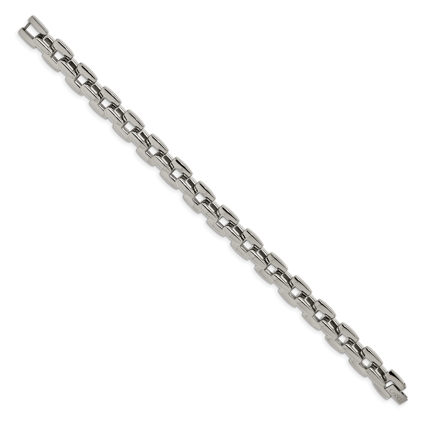 Stainless Steel Polished 9in Square Link Bracelet