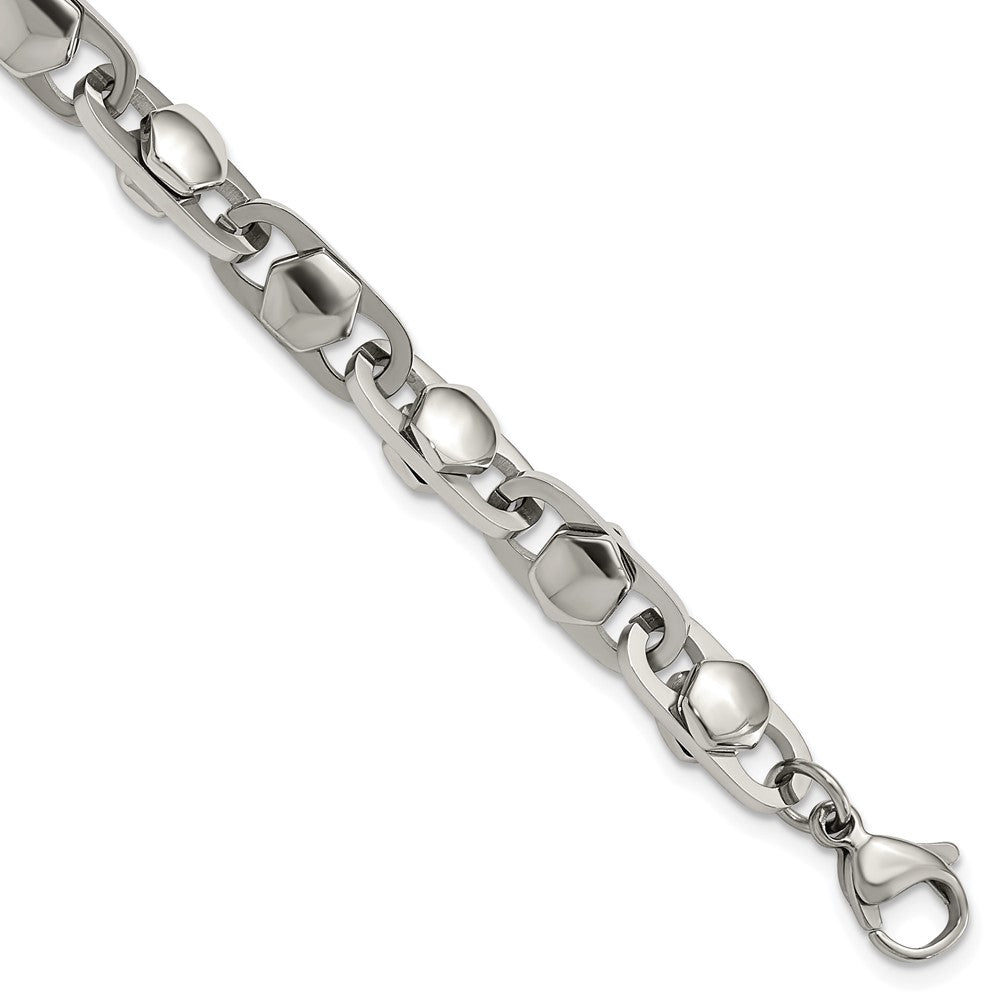 Chisel Stainless Steel Polished 8.5 inch Open Square Link Bracelet