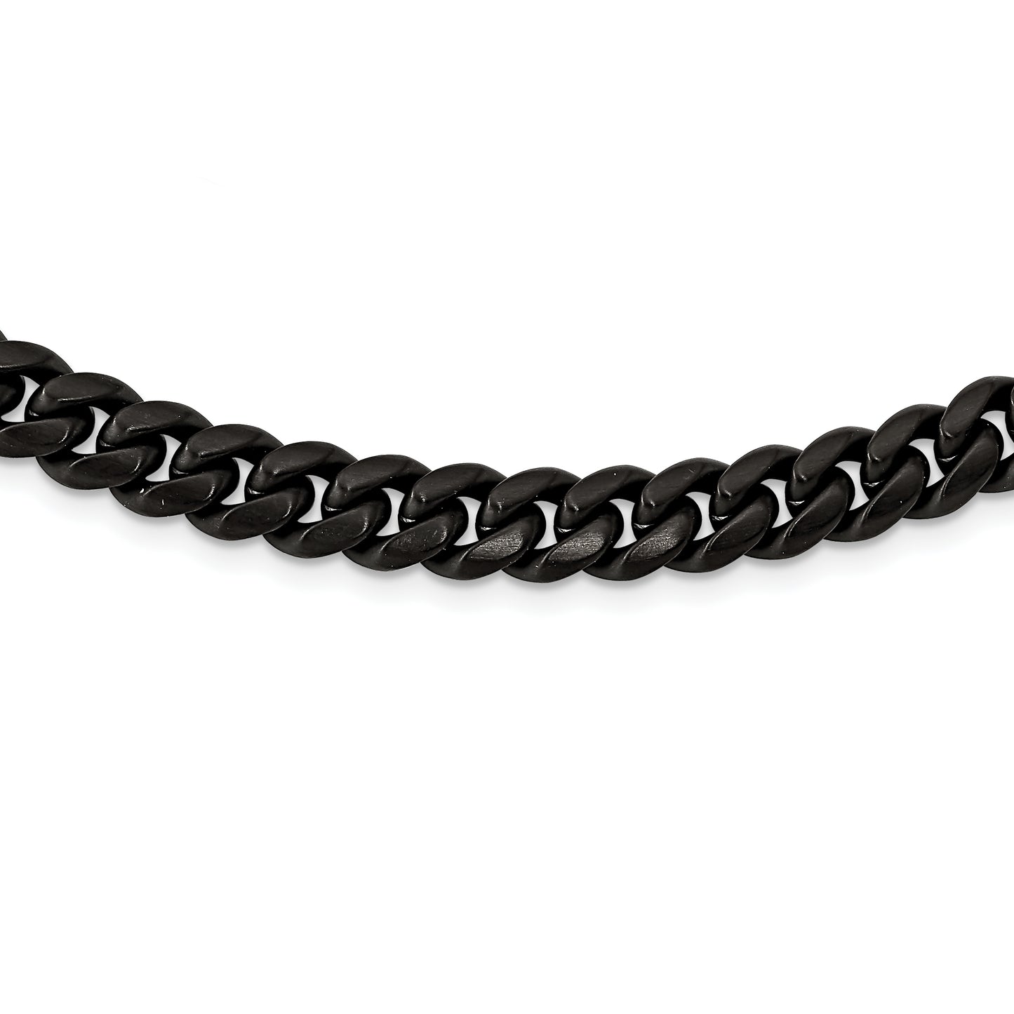 Stainless Steel Brushed Black IP-plated 10mm Curb 24in Necklace