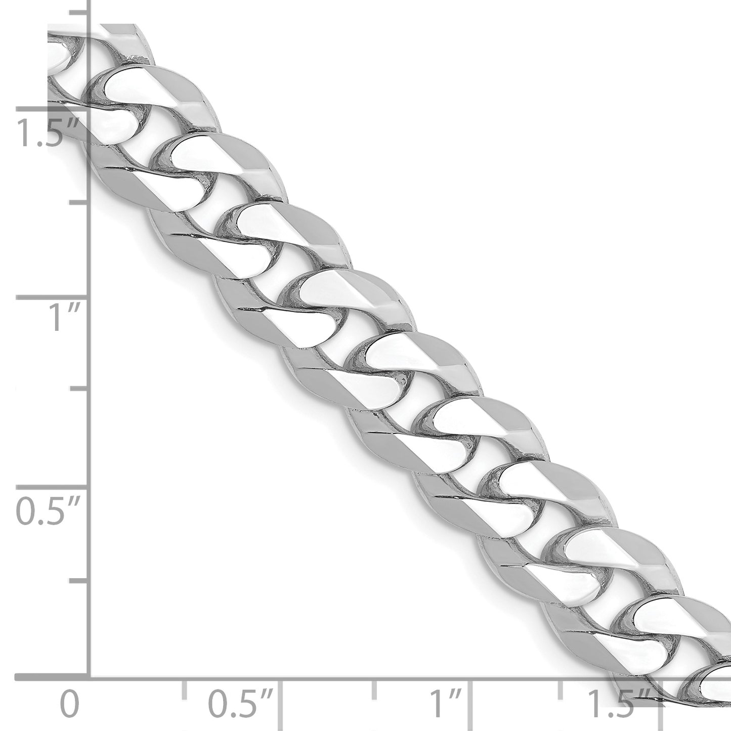 14k WG 8.5mm Flat Beveled Curb Chain