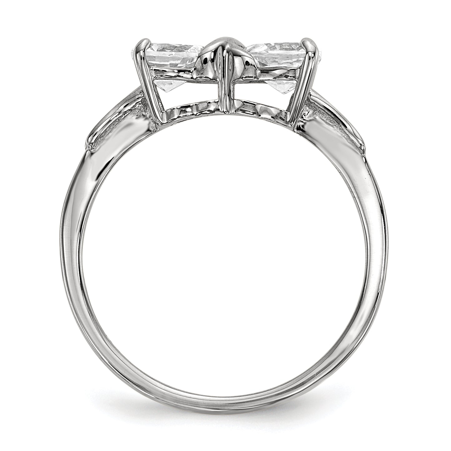 14k White Gold Polished White Topaz Bow Ring
