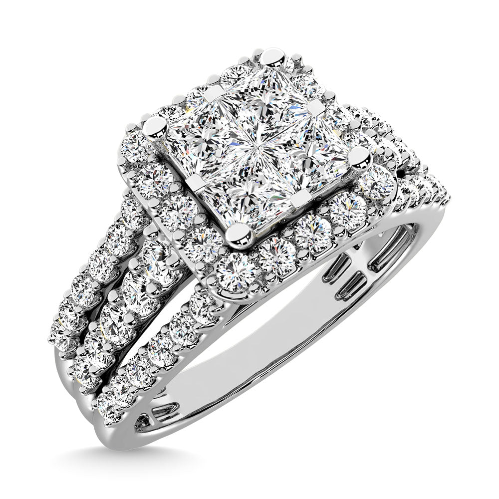 14K White Gold 3 Ct.Tw.Diamond Engagement Ring