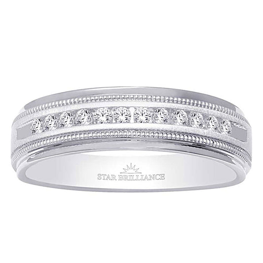 14K White Gold 1 Ct.Tw. Diamond Mens Machine Band