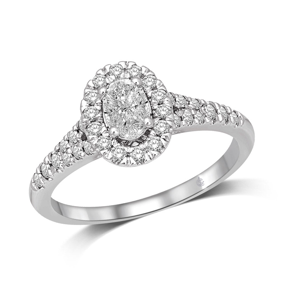 Lovecuts 14K White Gold 9/10 Ct.Tw.Diamond Engagement Ring