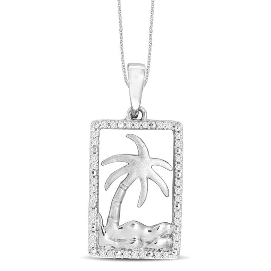 14K White Gold 1/10 Ct.Tw.Diamond Fashion Pendant