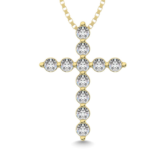Shared Prong Diamond  1/5 Ct.Tw Cross Pendant.