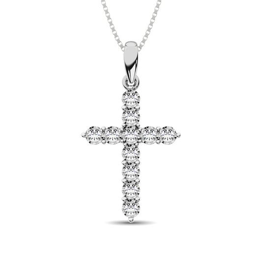 10K White Gold 1/5 Ct.Tw.Diamond Cross Pendant