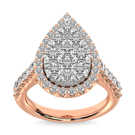 Diamond 3/4 Ct.Tw. Cluster Ring in 14K Rose Gold