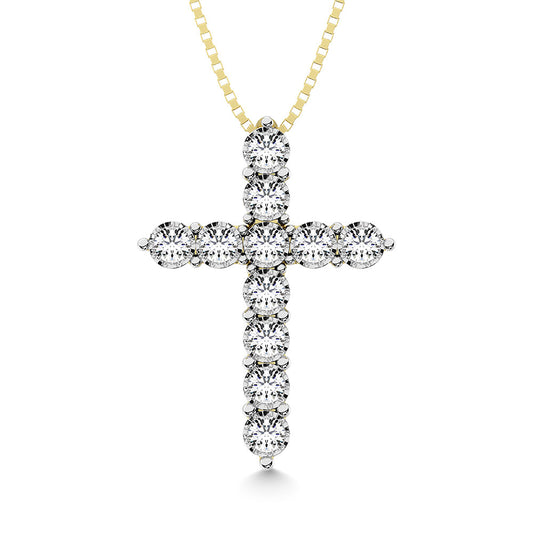 10K Yellow Gold 1/20 Ct.Tw.Diamond Cross Pendant