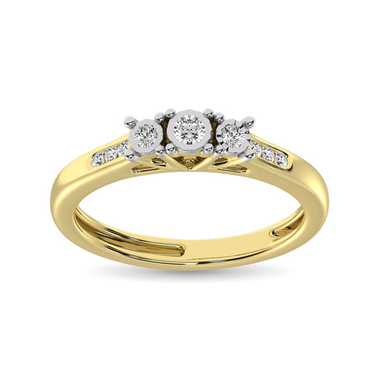 10K Yellow Gold 1/4 Ct.Tw.Diamond Three Stone Ring