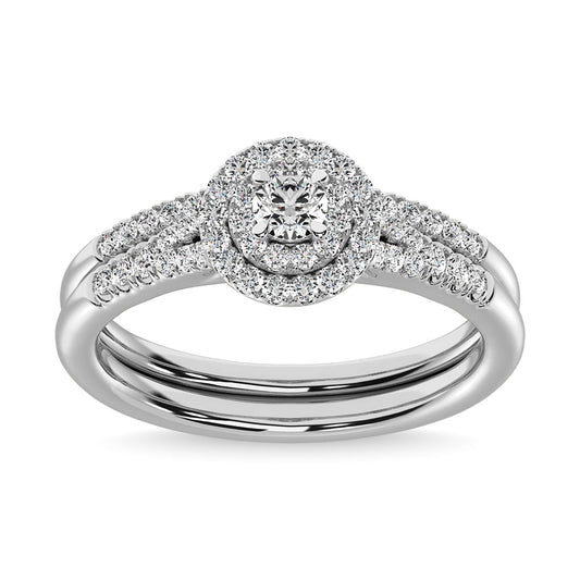 Diamond 3/8.Ct.Tw. Double Halo Bridal Ring in 10K White Gold