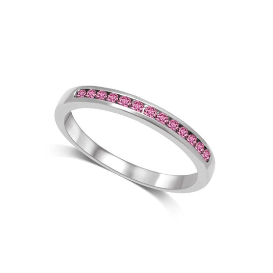 14K White Gold 1/5 Ctw Pink Sapphire Machine Band