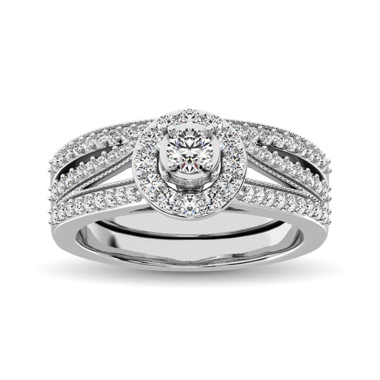 10K White Gold 3/4 Ctw Diamond Bridal Ring