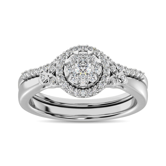 Diamond 1/2 Ct.Tw. Cluster Bridal Ring in 14K White Gold