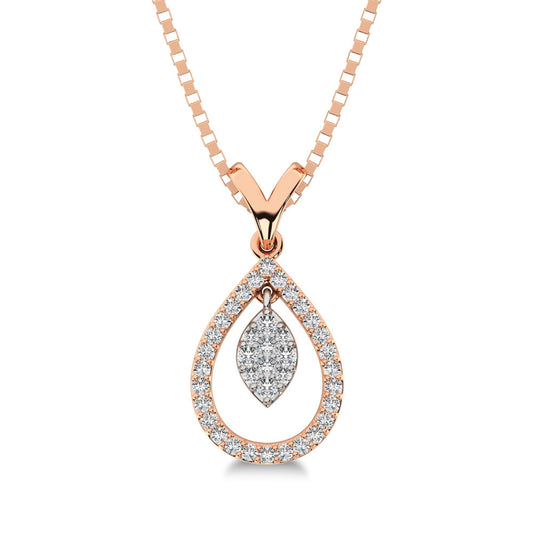 Diamond 1/5 Ct.Tw Oval Shape Pendant in 10K Rose Gold