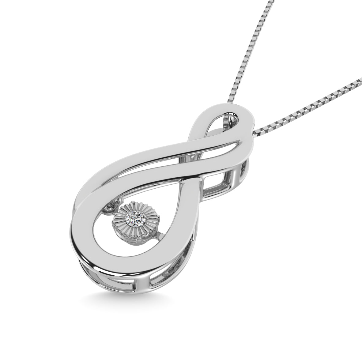 Sterling Silver Moving Diamond Accent Infinity Pendant