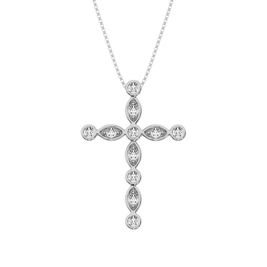 10K White Gold 1/6 Ct.Tw. Diamond Cross Pendant