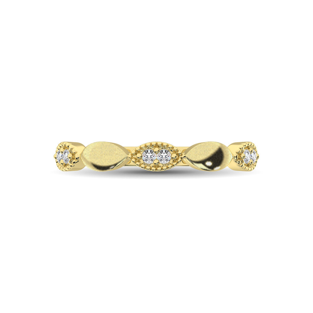 14K Yellow Gold 1/10 Ct.Tw. Diamond Marquise Shape Stackable Band