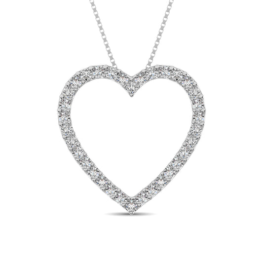 10K White Gold Diamond 1/2 Ct.Tw. Heart Pendant