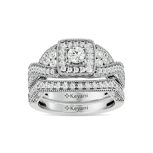 Diamond 1 Ct.Tw. Bridal Ring in 14K White Gold