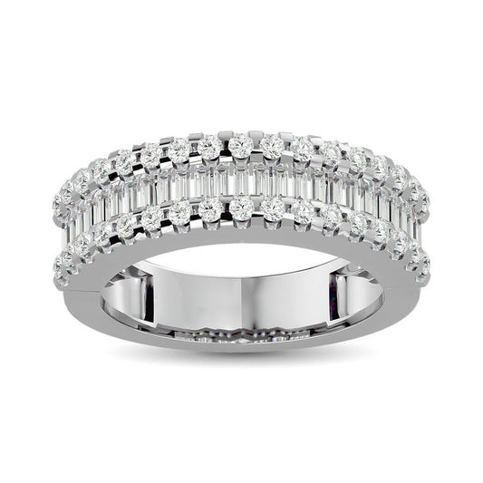 Diamond 1 Ct.Tw. Round and Baguette Fashion Band in 10K White Gold
