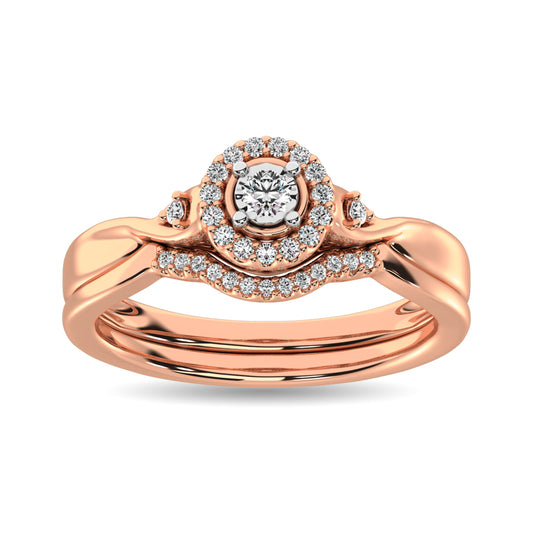 Diamond Bridal Ring 1/6 ct tw in Round-cut 10K Rose Gold